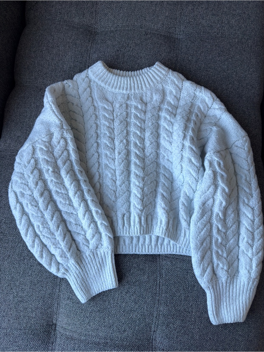 Ardene White Cable Knit Sweater | Size L/XL | Cozy Chunky Knit